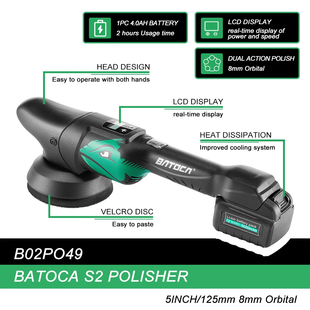 BATOCA S2 4.0Ah 5Inch Cordless - Orbital Polisher Da 리뷰 및 가격